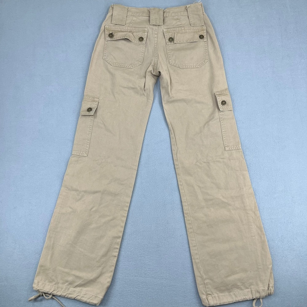Forever 21 Womens XS Khaki Tan Cotton‎ Wide Leg Cargo Utility Pants Vtg Y2K USA - Picture 10 of 14